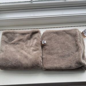 NWT Pottery Barn Euro pillow shams- neutral, greige, cozy faux fur